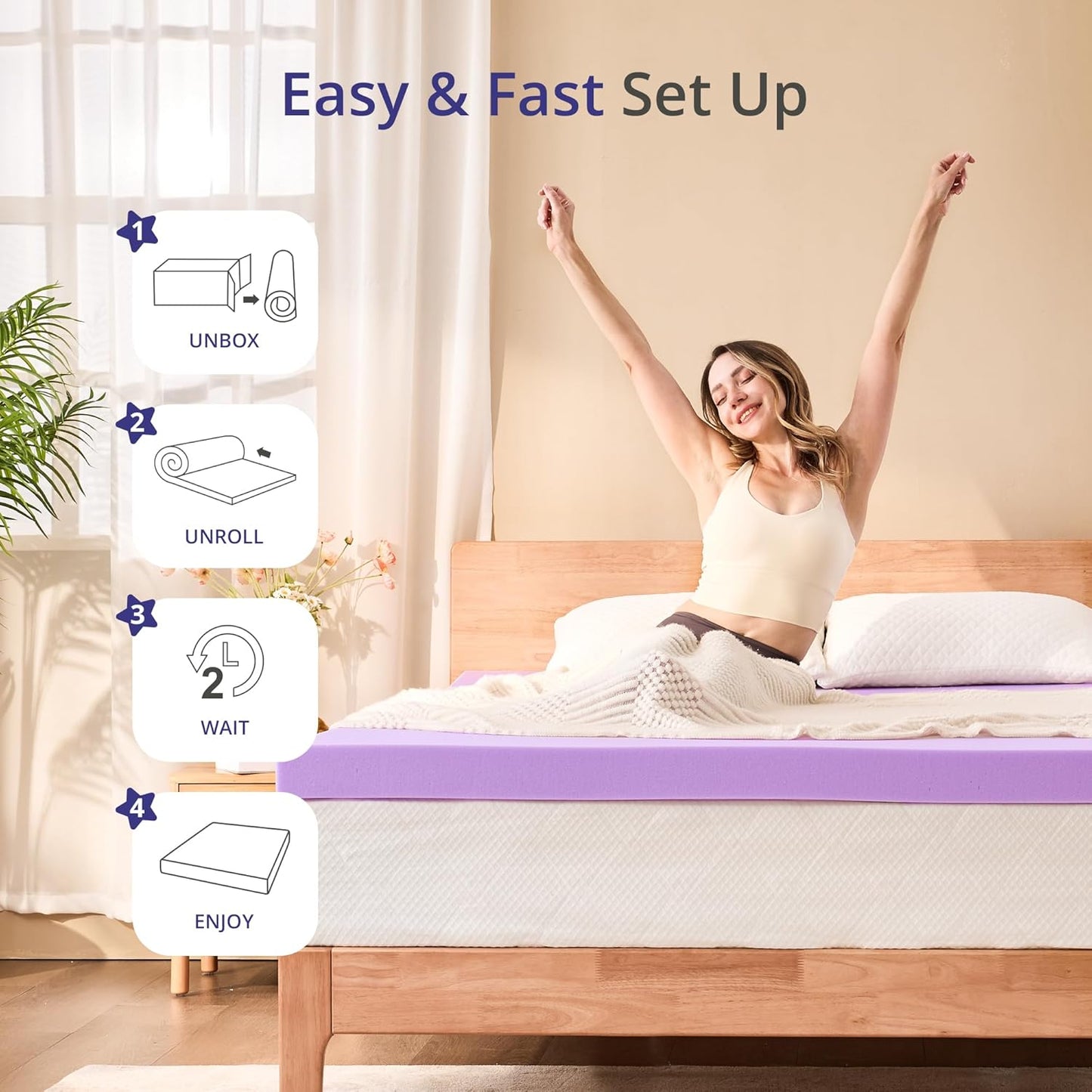 Regine Switzerland Twin Lavender Scented Memory Foam Mattress Topper - Pressure Relief & Cooling, 38"x75"
