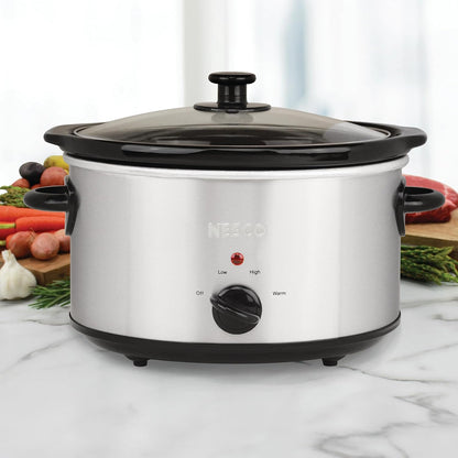 NESCO Slow Cooker - 4 Quart Capacity | Versatile Cooking in Stylish Silver Finish