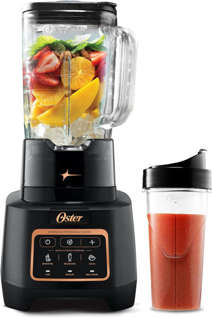Oster Extreme Mix Blender - 64oz Glass Jar, 1600 Watts, 3 iBlend Presets & 24oz Blend-N-Go Cup