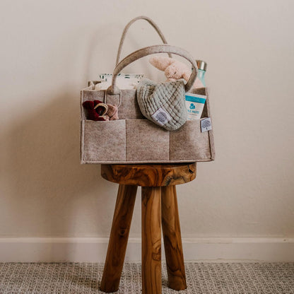 Parker Baby Co. Diaper Caddy Gift Set - Large & Regular Nursery Storage Bins | Car Organizer in Oatmeal