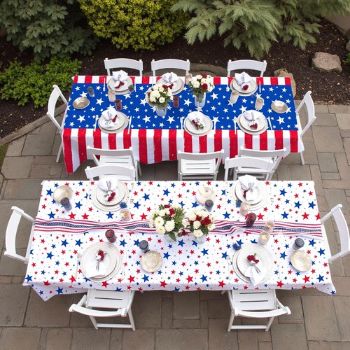 Gatherfun 4th of July Party Supplies Set - American Flag Theme Kit for Independence Day | 2 Disposable Tablecloths