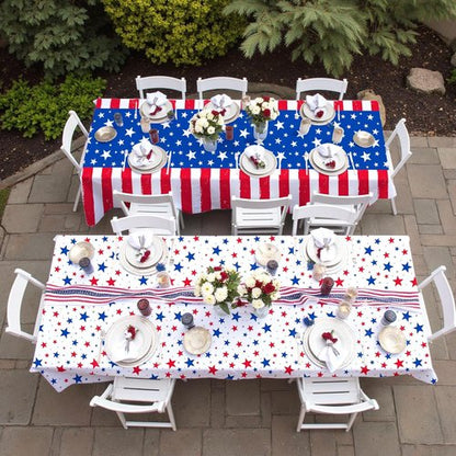 Gatherfun 4th of July Party Supplies Set - American Flag Theme Kit for Independence Day | 2 Disposable Tablecloths