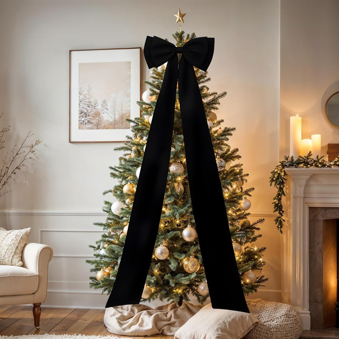 Regine Switzerland Large Satin Bow Decoration - Giant Wall Bows for Weddings & Baby Showers | Black