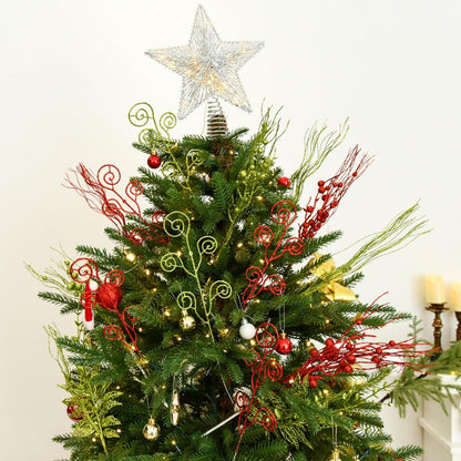 Regine Switzerland Glitter Christmas Tree Picks - 48 Pack 17'' Red & Green Curly Decorations for Holiday Decor