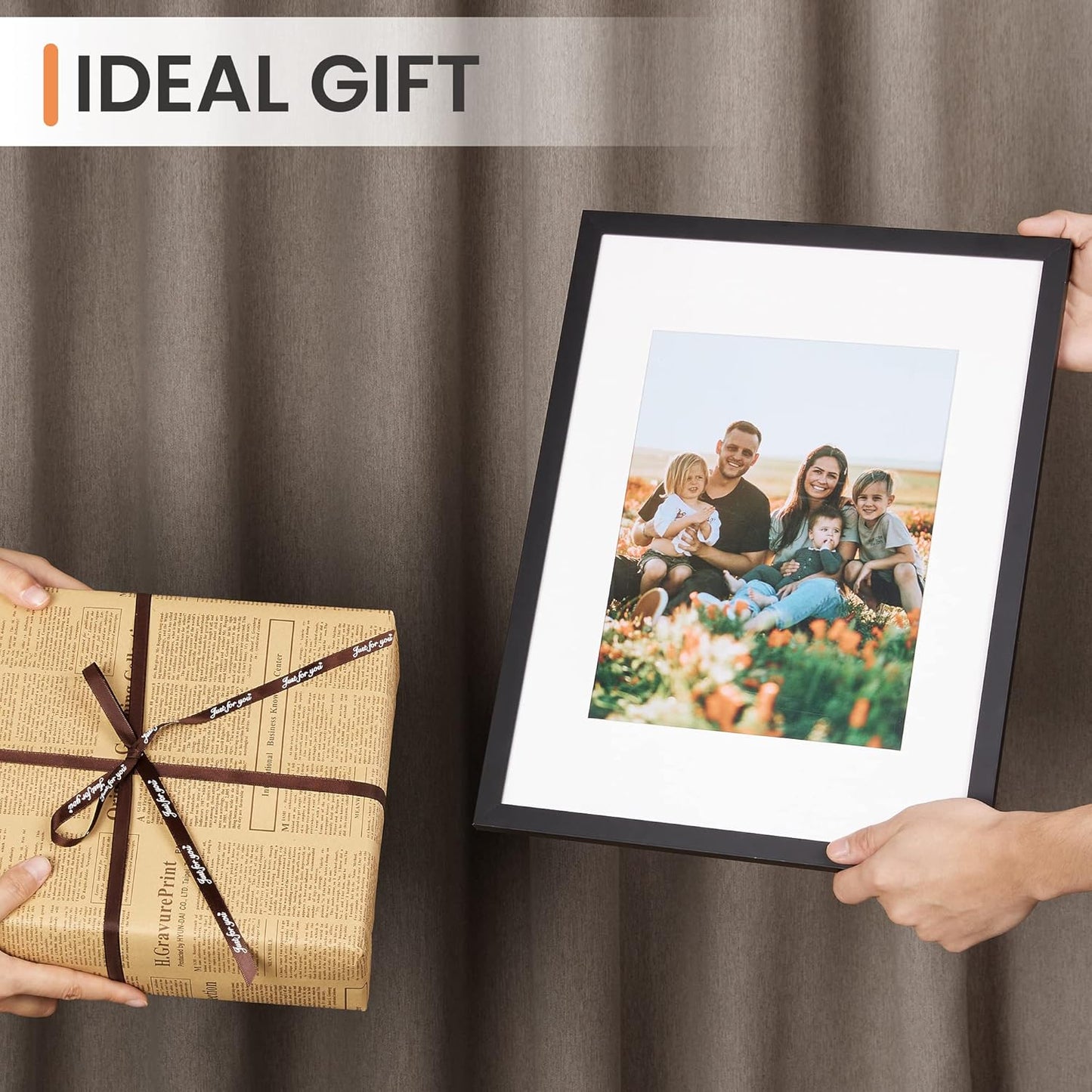 Upsimples 12x16 Picture Frame Set of 5 - Versatile Wall Gallery Frames for 8.5x11 or 12x16 Photos - Black