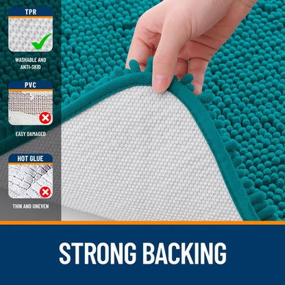 OLANLY Bathroom Rugs 47x32, Extra Soft Absorbent Chenille Bath Rugs, Rubber Backing Quick Dry, Machine Washable Bath Mats for Bathroom Floor, Tub and Shower, Home Decor Accessories, Deep Lake