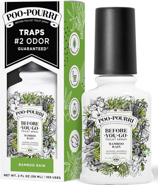 Poo-Pourri Before-You-Go Toilet Spray - Bamboo Rain | 2 Fl Oz, Essential Oil Bathroom Deodorizer, TSA Approved
