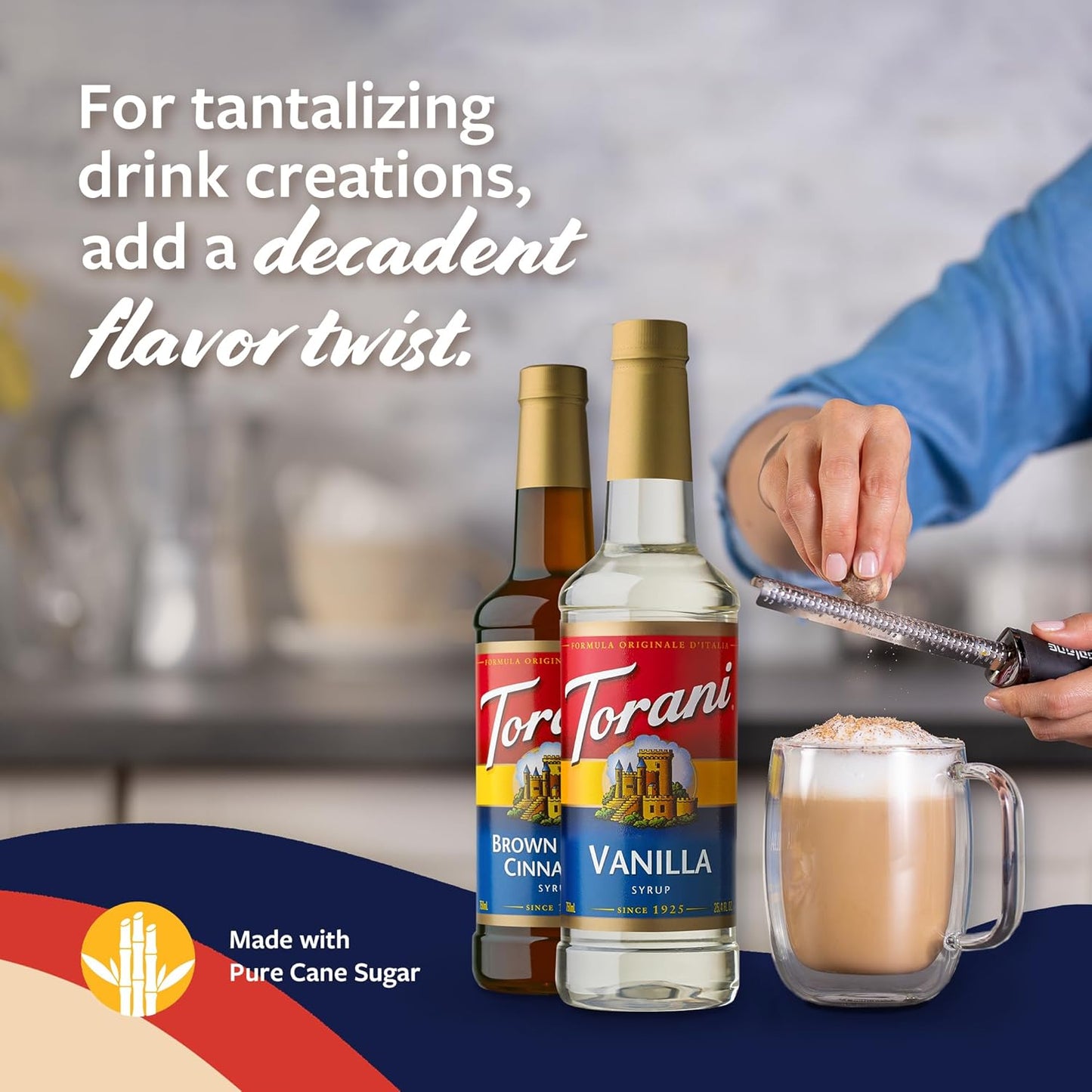 Torani Syrups - Brown Sugar Cinnamon & Vanilla Coffee Syrup Variety 2-Pack | 25.4 Fl Oz Each, Pumps Included