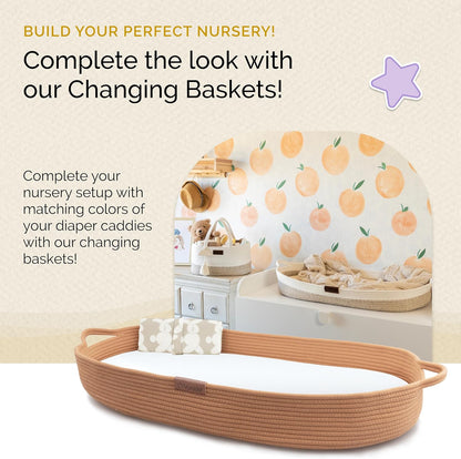 Yunioo Baby Diaper Caddy Organizer - Portable Nursery Storage Basket with Sturdy Handle | Ideal for Newborn Essentials