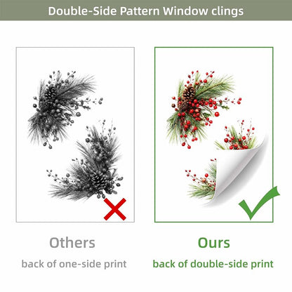Christmas Window Clings - Ornament 3, Static Reusable Décor for Glass Doors & Windows