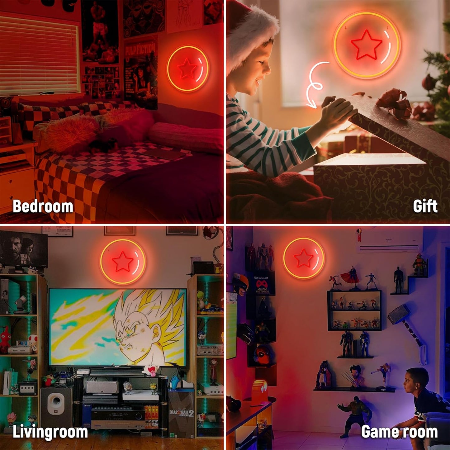 Skiennix Anime Neon Sign - Dimmable One Star Ball Wall Decor for Bedroom & Game Room | Perfect Gift