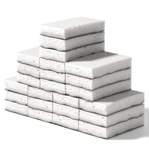 JOYMOOP Textured Clean Sponges, Dual-Sided Non-Scratch Soft Scrub Dish Sponge, Safe for Non-Stick Cookware, Kitchen and Household Cleaning, 36 Pack [Grey & White]