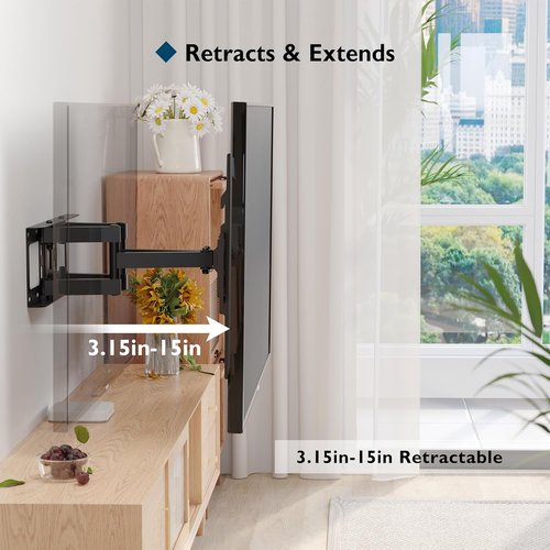BONTEC Full Motion TV Wall Mount - Fits 23-70 Inch TVs, Holds Up to 99 lbs, Adjustable Viewing Angle