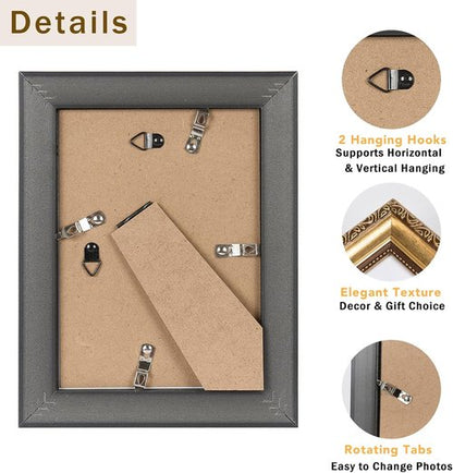 JCJMY Vintage Picture Frame - Elegant 5x7 Photo Frame with Shatter-Resistant Plexiglass | Gold Finish, 1 Pack