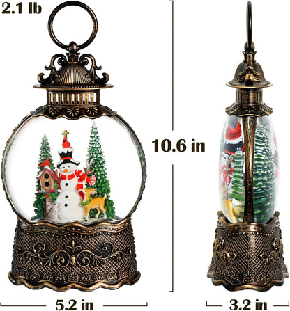Priddop Snowman Snow Globe - Musical Christmas Decoration with Classic Relief Texture | 10.6 Inch
