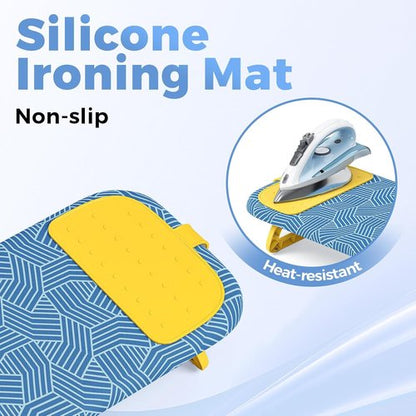 KINGBOARD Mini Ironing Board - Foldable Tabletop Design with Iron Holder | Easy Storage for Travel & Dorm, 12x32 Blue
