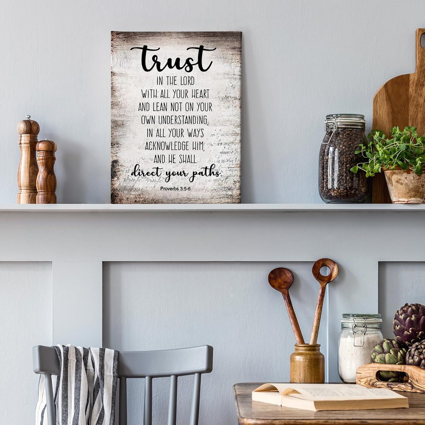 PHAMTE Christian Wall Art - Proverbs 3:5-6 Trust In The Lord - Framed Canvas Print (11x14)