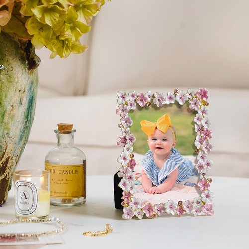 Blossom Pink Flower Picture Frame - 4x6 Decorative Tabletop Display for Home Decor