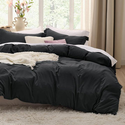 Bedsure Black California King Duvet Cover - Prewashed Cotton-Like Polyester Extra Soft Bedding Set, Includes 1 Cal King Duvet Cover 104x98 Inches with Zipper Closure & 2 Pillow Shams, No Comforter