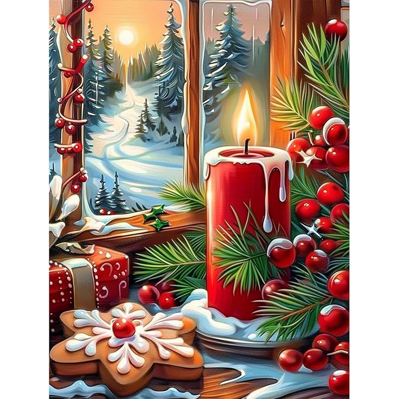 DOMROM Christmas Diamond Art Kit for Adults - Candle Design, Variation PD035