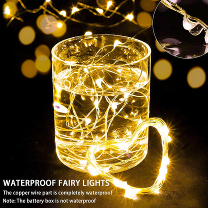 Skiennix 100 Pack Fairy Lights - 7Ft 20 LED Twinkle String Lights | Battery Operated & Waterproof for Weddings, Parties, & Home Decor - Warm White