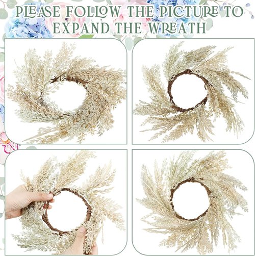 Hanaive Boho Candle Wreaths - 8 Pcs Small Faux Pampas Decor for Weddings & Home | 3.9 in