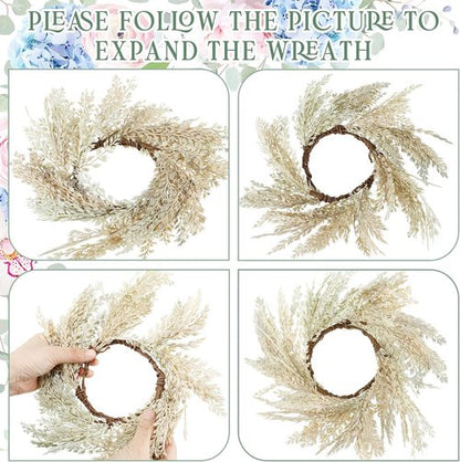 Hanaive Boho Candle Wreaths - 8 Pcs Small Faux Pampas Decor for Weddings & Home | 3.9 in