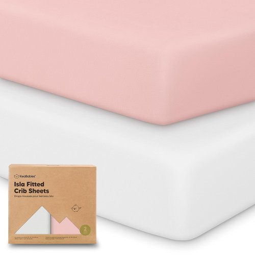 KeaBabies Baby Crib Sheets - 2-Pack Soft Viscose Bamboo Fitted Toddler Bedding | 52x28, Neutral Rose