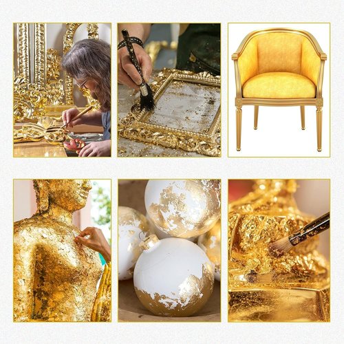 Edible Gold Leaf Sheets by [Brand Name] - 1.7 x 1.7 in | Pack of 10 for Cakes, Desserts, Crafts & More