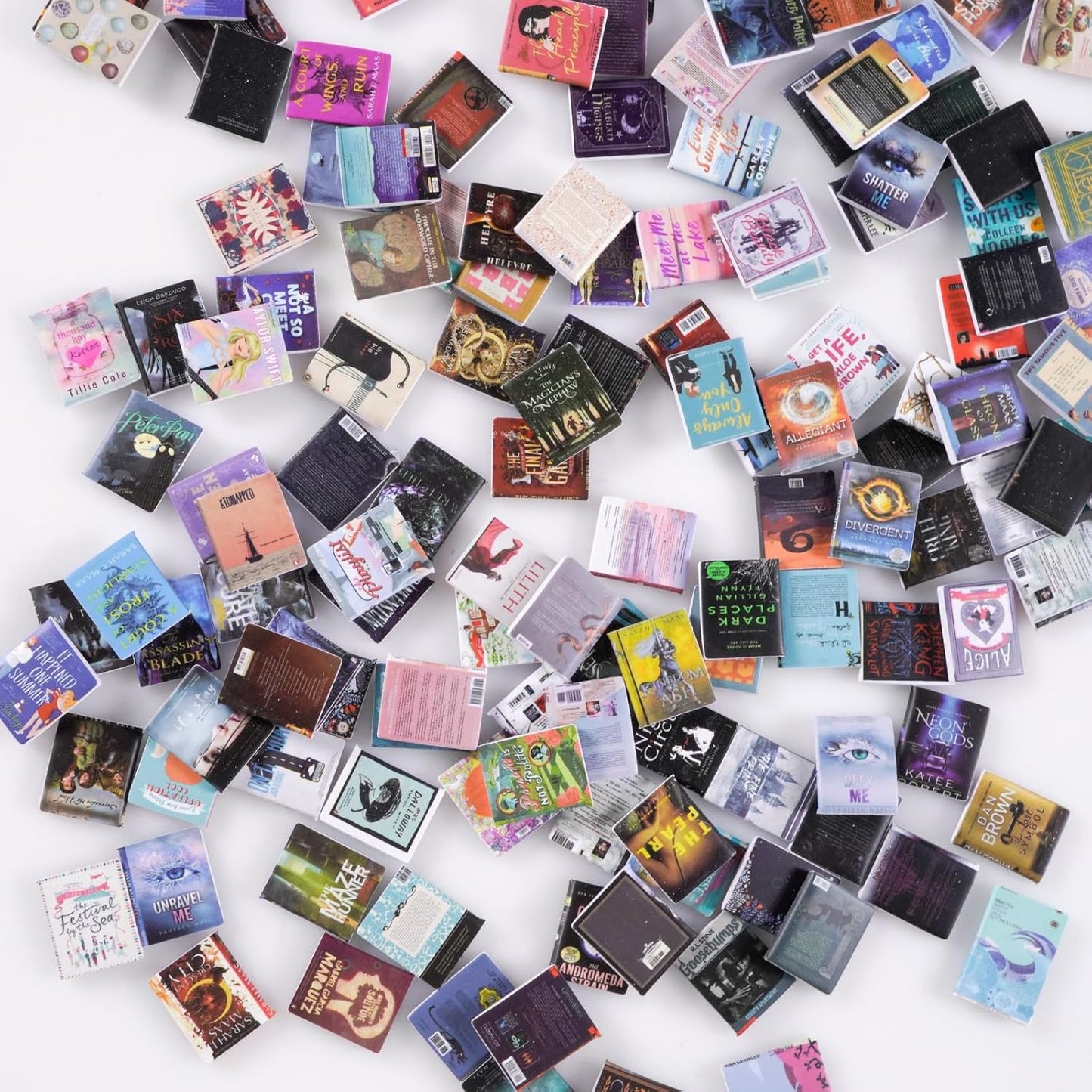 Skiennix Miniature Book Set - 300 Pcs Mini Books for Dollhouse Decor | Creative Anxiety Bookshelf Accessories
