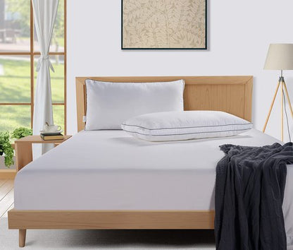 LANE LINEN Bed Pillows Queen Size Set of 2 - Medium Soft Support Gusseted Queen Pillows, Down Alternative Sleeping Pillow for Side Sleepers, Machine Washable, Comfortable for Restful Sleep - White