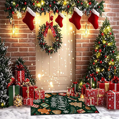 2x3 ft Christmas Rug - Gingerbread Design, Non-Slip, Machine Washable