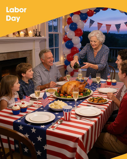 Niuara American Flag Tablecloths - 4 Pack 54" x 108" Disposable Covers for Parties & Holidays
