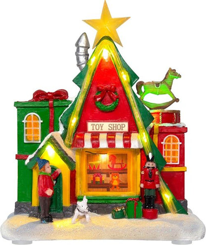 LED Lighted Musical Village House - 7.1" Triangular Christmas Decoration for Holiday Home Decor