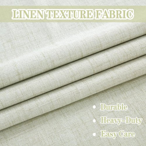 Urban Lotus Beige Linen Textured Full Blackout Curtain Panels 84 Inches Long Solid Color Room Darkening Thermal Inulated Drapes for Living Room/Bedroom Grommet Top Window Treatment, 52" W, 2 Panels