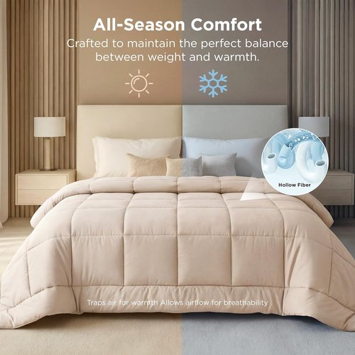 Bedsure Comforter Duvet Insert - Oversized King Size, All-Season GentleSoft Down Alternative, Beige 116 x 98 Inches
