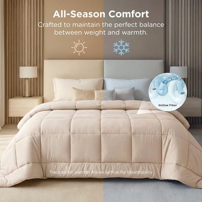 Bedsure Comforter Duvet Insert - Quilted Down Alternative Bedding, Cal King Size, Beige, 130x120 Inches