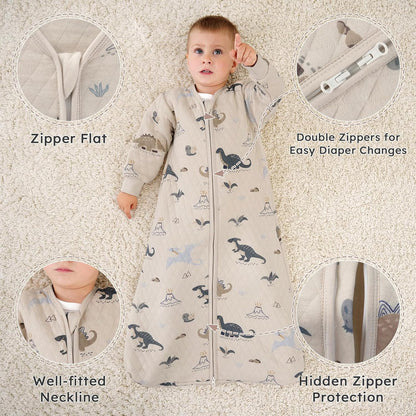 Yoofoss Baby Sleep Sack - Organic Cotton Long Sleeve Wearable Blanket for Infants 6-12 Months | 1.0 Tog