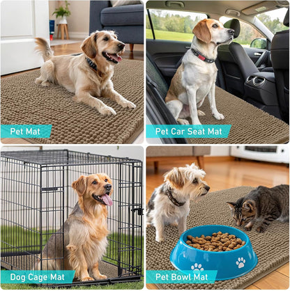 OLANLY Dog Door Mat - Absorbent Non-Slip Washable Chenille for Muddy Paws | 30x20 Tan Indoor Entryway Carpet