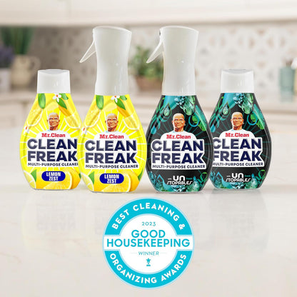 Mr. Clean Clean Freak Multi-Surface Cleaning Spray - Deep Cleaning Mist Starter Kit & Refill Bundle, Lemon Zest, 64 fl oz