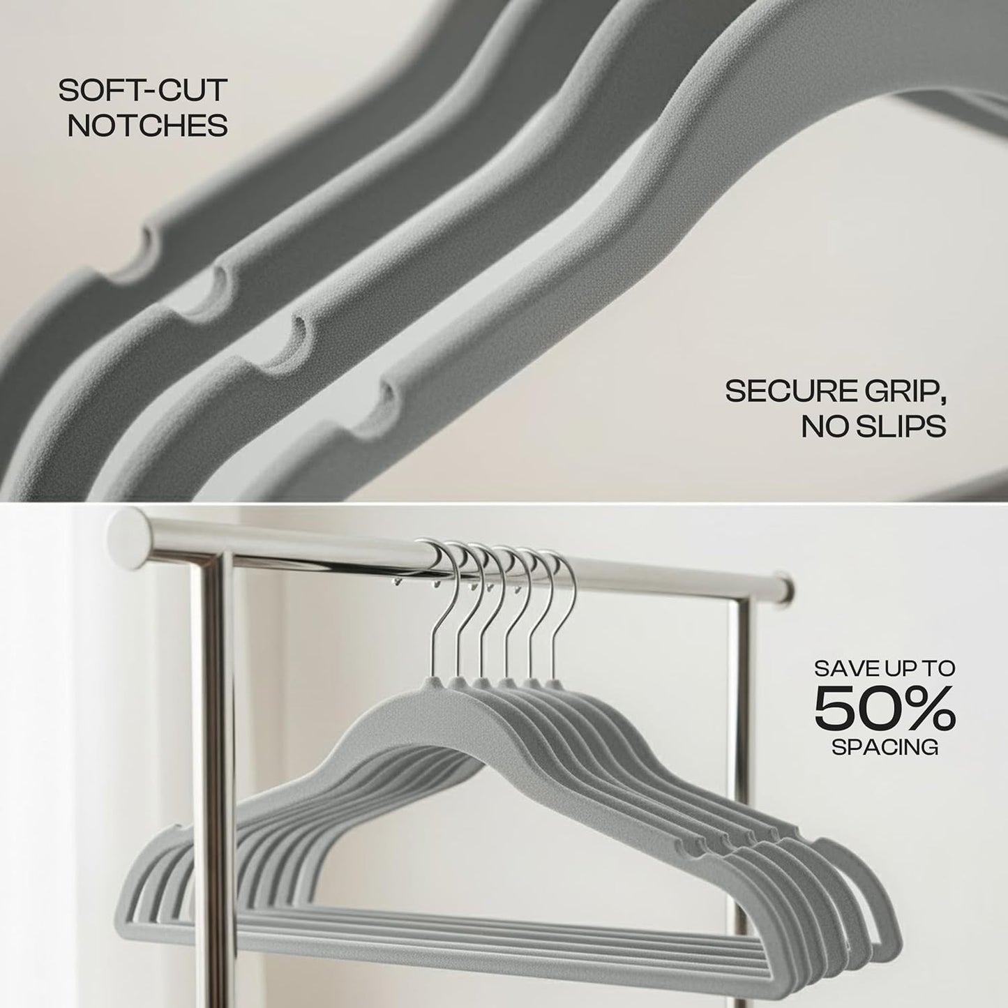 Utopia Home Velvet Hangers - Luxury Non-Slip Slim Coat & Pant Hangers, 20 Pack, Grey with 360° Swivel Hook