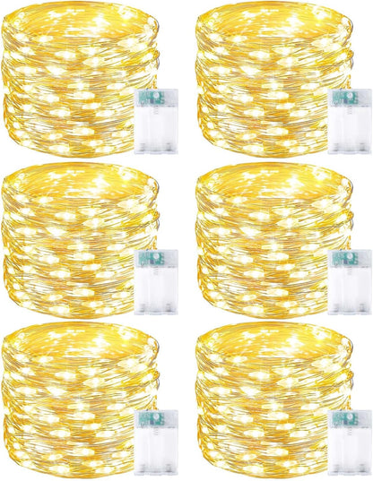 Skiennix 6 Pack Fairy Lights - Battery Operated 20FT 60LED String Lights for Indoor/Outdoor Decor | Warm White
