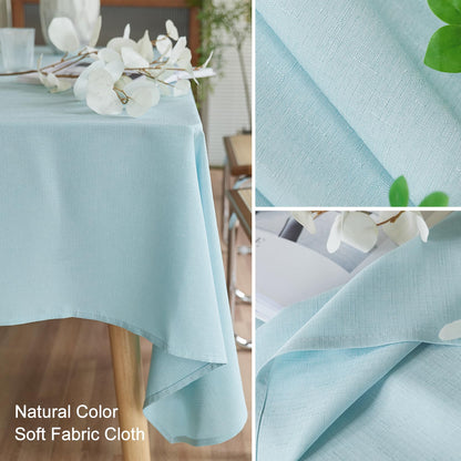 AUSSPVOCT Textured Linen Tablecloth Rectangle 52x70 Water Resistant Spill-Proof Wipeable Light Blue Table Cloth Wrinkle Free Fabric Dining Table Cover for Birthday Party Farmhouse kitchen Tablecloths