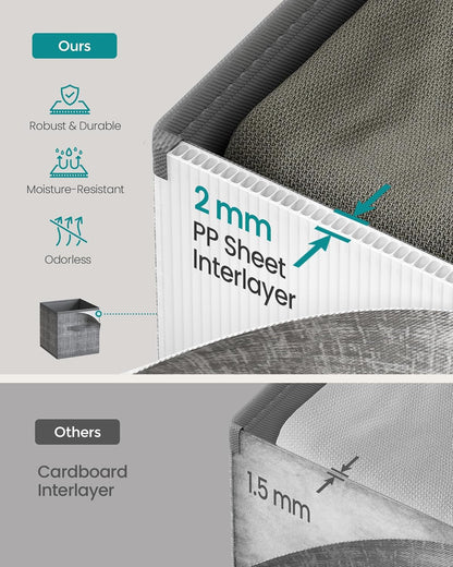 SONGMICS Storage Cubes - Foldable Non-Woven Fabric Bins with Double Handles | Set of 10, Cattail Gray, 10.2 x 10.2 x 11 Inches