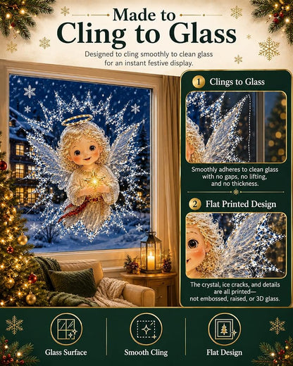 3D Effect Christmas Window Cling Santa - 19.7 x 15.7 Inch Glass Decor