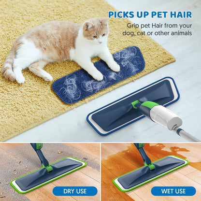 MEXERRIS Floor Mop - Spray Wet Mop for Hardwood Cleaning with 5 Washable Pads & 2 Refillable Bottles | Ideal for Home & Commercial Use