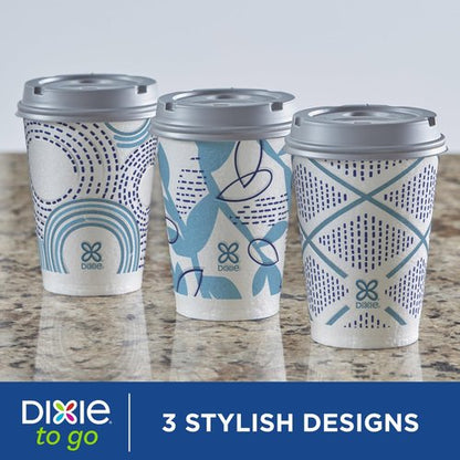 Dixie To Go Paper Coffee Cups With Lids, 12 oz, 14 ct, Disposable Insulated Paper Cups for On-The-Go Hot or Cold Beverages