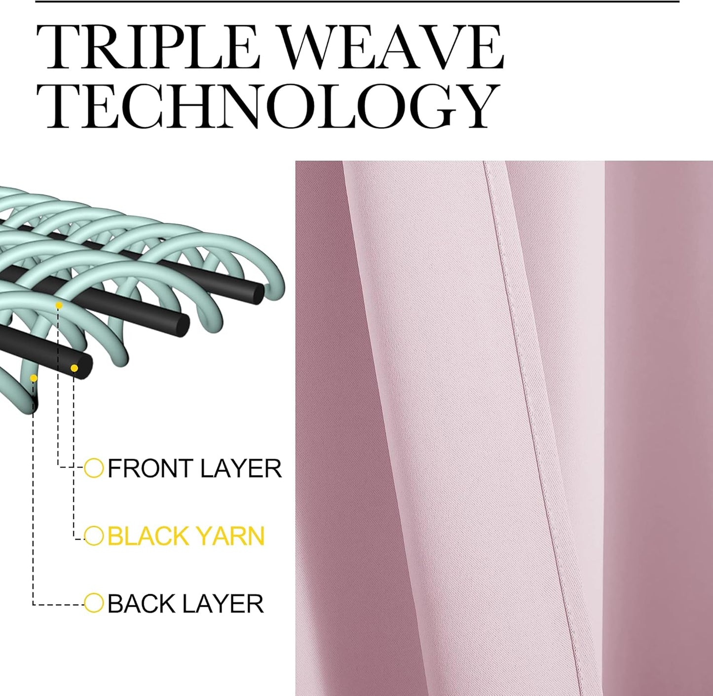 NICETOWN Baby Pink Blackout Curtains - Thermal Insulated 102" Long Drapes for Large Windows | 2 Panels, 55" Wide