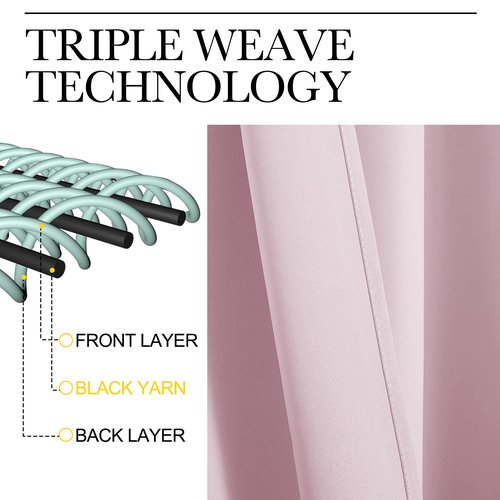 NICETOWN Nursery Essential Thermal Insulated Solid Grommet Top Blackout Curtains/Drapes (1 Pair, 42 x 84 inches, Baby Pink)