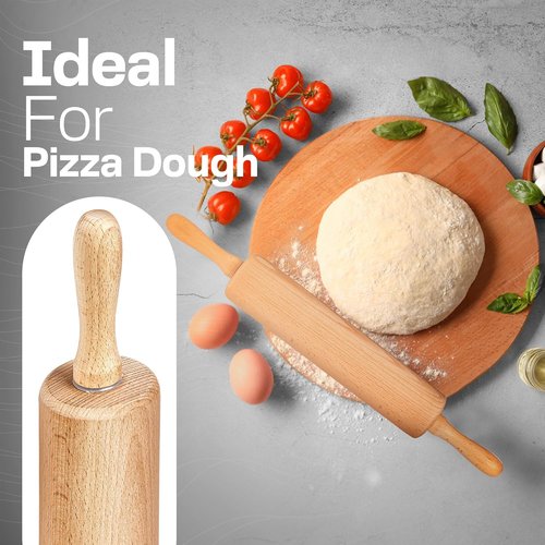 Classic Beech Wood Rolling Pin by [Brand Name] - 17.6 Inch Ergonomic Dough Roller for Baking Pizza, Pastry, and Cookies